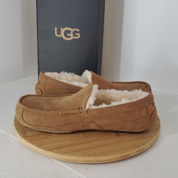 UGG Ascot Slipper Chestnut Suede Wool Comfort Loafer Men's US 10 New - Picture 8 of 13